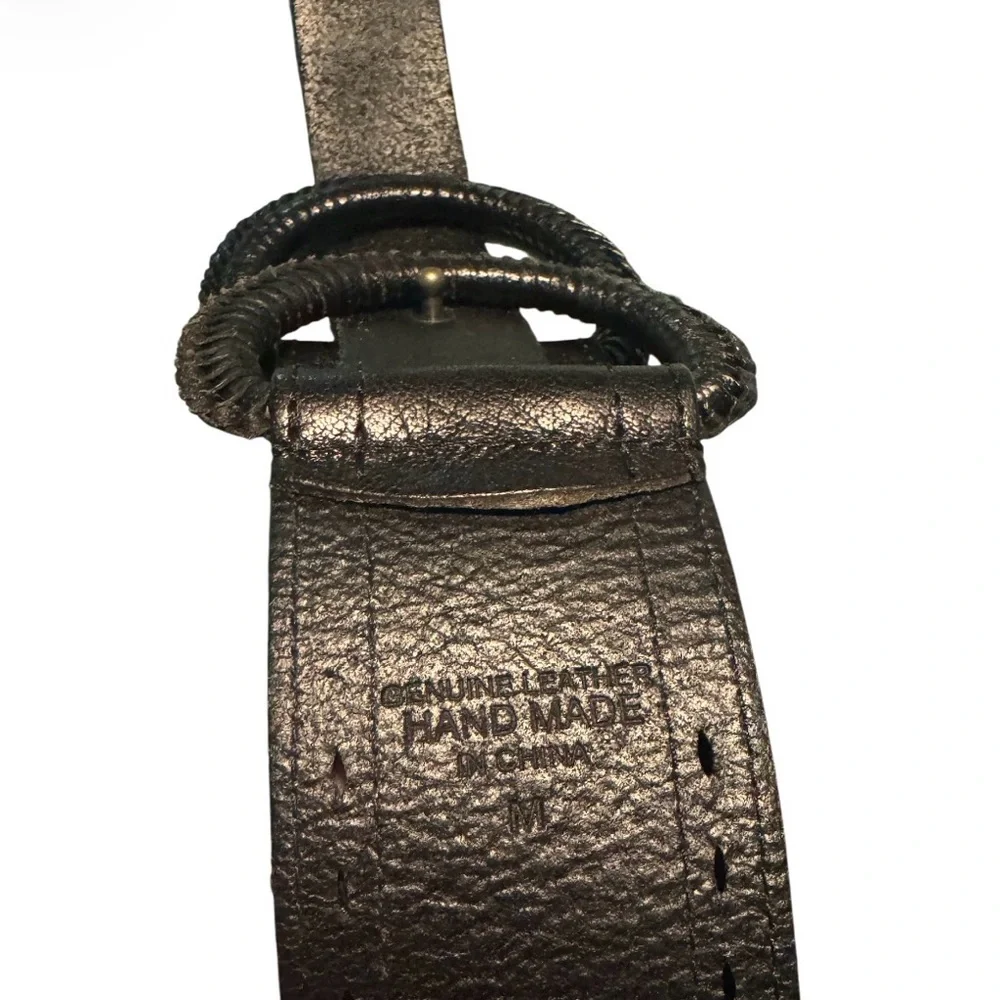 Linea Pelle Black Waist Belt with Interlocking Loop Detail
